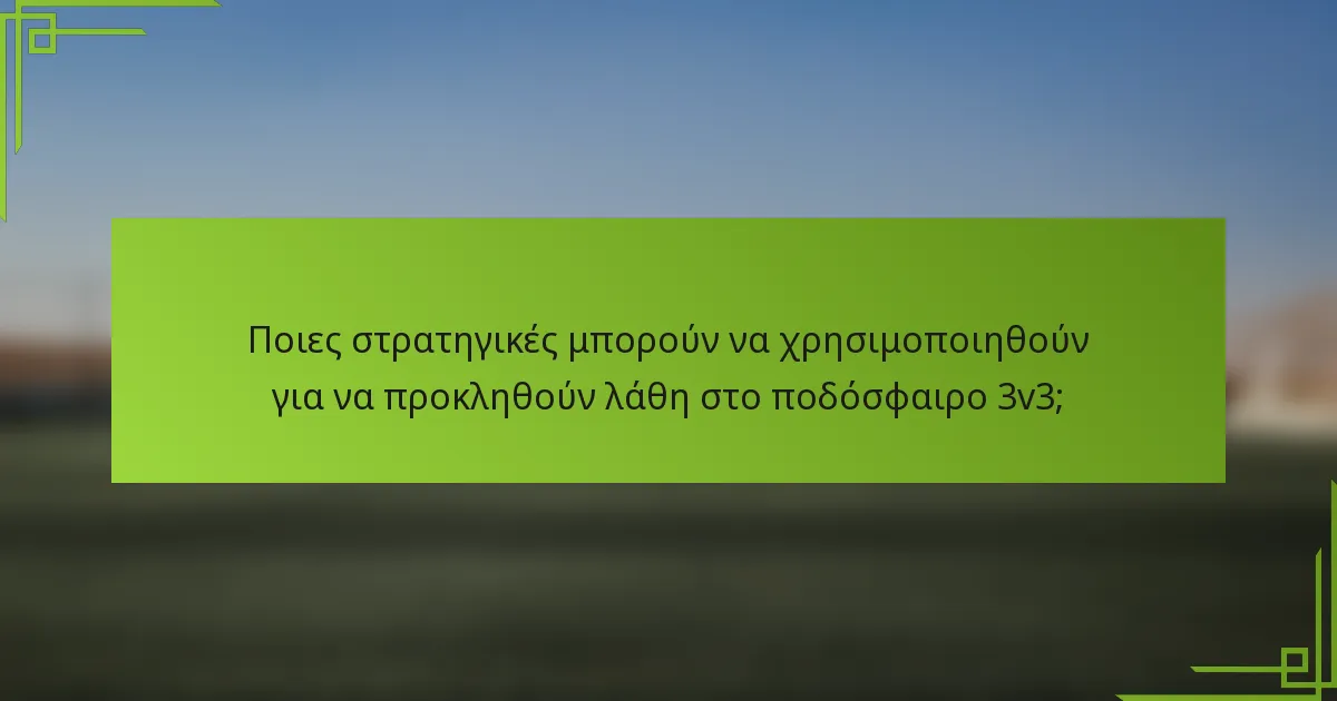 Ποιες στρατηγικές μπορούν να χρησιμοποιηθούν για να προκληθούν λάθη στο ποδόσφαιρο 3v3;